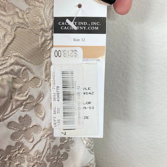 CACHET NY Ball Gown Dress Size 12 Brocade Gold Cream Princess New NWT High Low - Picture 8 of 9